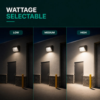 LED Wallpack - 60W/70W/80W Wattage Selectable - 10800 Max Lumens - 5000K Daylight - 120-277V - With Photocell - Bronze Finish