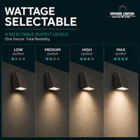 LED Adjustable Cutoff Wall Pack - Watt Selectable 40W/30W/25W/18W Max 6000 Lumens - Color Selectable 30K/40K/50K - 120-277V - Bronze Finish