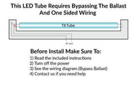 LED T8 Linear Retrofit Bulb - 4 Foot - 10.5 Watt - 1800 Lumens - 5000K Daylight - Ballast Bypass Only - Single Sided Wiring