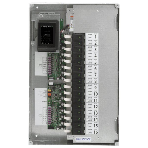 Acuity Relay Panel,Include INT and ENC, 16-Size,nLight,16-field configurable relays,120-277V,1 Voltage Barrier,Screw Cover,Surface Mount,DTC