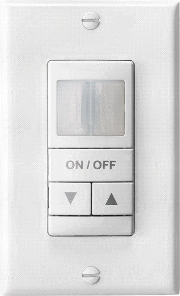 Wall Switch Sensor, Passive Dual Technology, Low Voltage, Raise/Lower Dimming, Gray