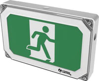 Indura NEMA 4x Running Man Sign,White,120-347VAC,Emergency,Emergency operation with self-diagnostic