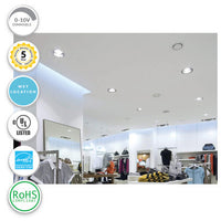 8 Inch LED Commercial Downlight - Selectable 19/26/32 Watt - 1600-2450 Lumens - Color Selectable 27K/30K/35K/40K/50K - 120-277V - New Construction Plate Included - Wide 80 Degree beam