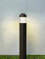 LED Bollard Light with Cone Reflector and Dome Head - Watt Selectable 13/18/23W - Color Selectable 30K/40K/50K - Black Finish