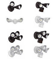 LED Motion Lights - Wall or Soffit Mount Security Lighting - Multi Head Configurations - Different Finishes and Accessories Available