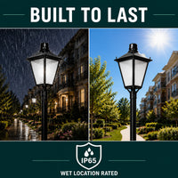 LED Decorative Post Light - 30 Watt - 3600 Lumens - Color Selectable 30K/40K/50K - 120-277V - Black - Fits Up to 3 Inch Pole Top