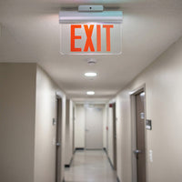 Plastic Edge Lit LED Exit Sign - Choose Your Mount And Housing Or Trim Finish - With Red And Green Selectable Lettering Color