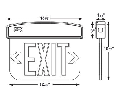 LED Plastic Edge Lit Exit Sign - Black Canopy Surface Mount with Mirror Panel and Red Lettering - With Battery Back-Up