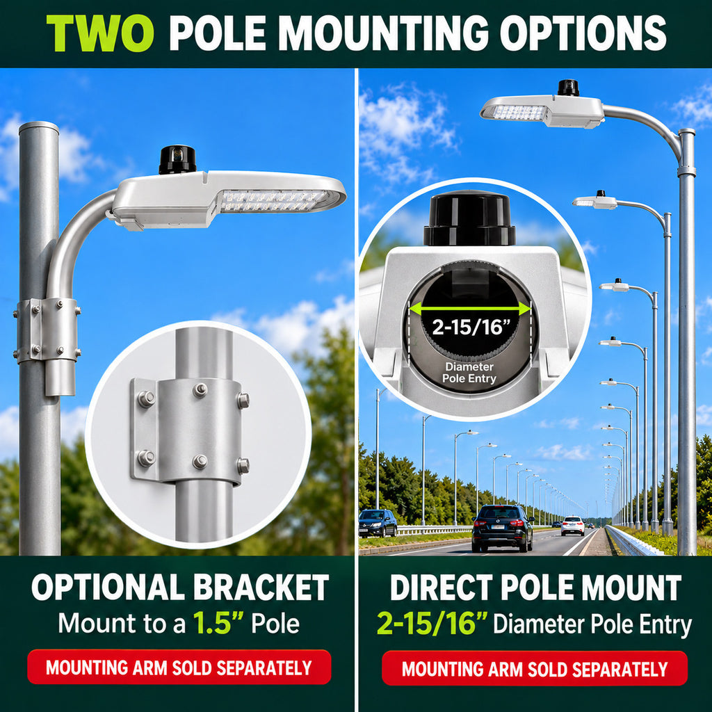 150 Watt LED Dusk To Dawn Light With Photocell - 20000 Lumens - 5000K Daylight - 120-277V - Silver Finish