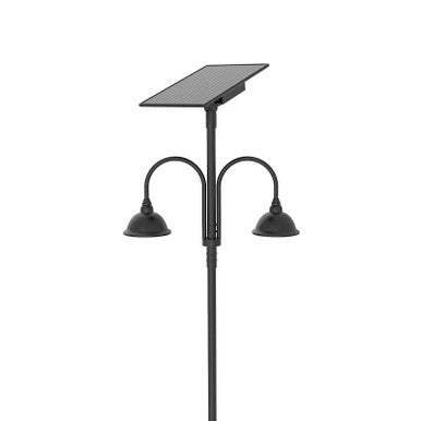 Designer Bell LED Double Head Solar Post Top - 16 Inch Diameter - 50 Watt - 8000 Lumens - Color Temperature Selectable 30K/40K/50K - 3 Inch Tennon Adaptor - Bronze Finish