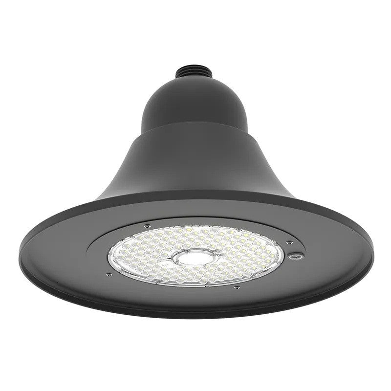 Designer Bell LED Double Head Solar Post Top - 23 Inch Diameter - 50 Watt - 8000 Lumens - Color Temperature Selectable 30K/40K/50K - 5 Inch Tennon Adaptor - Bronze Finish