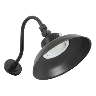 LED Outdoor Gooseneck Wall Lights - Large 40 Watts - 4800 Lumens - Color Selectable 30K/40K/50K - 120-277V - Integrated Photocell - Black Finish