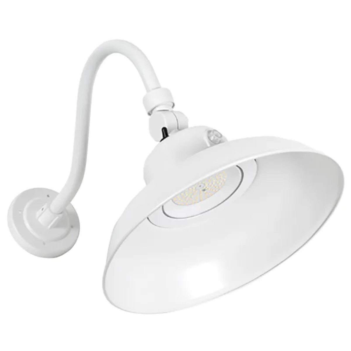 LED Outdoor Gooseneck Wall Lights - Large 40 Watts - 4800 Lumens - Color Selectable 30K/40K/50K - 120-277V - Integrated Photocell - White Finish