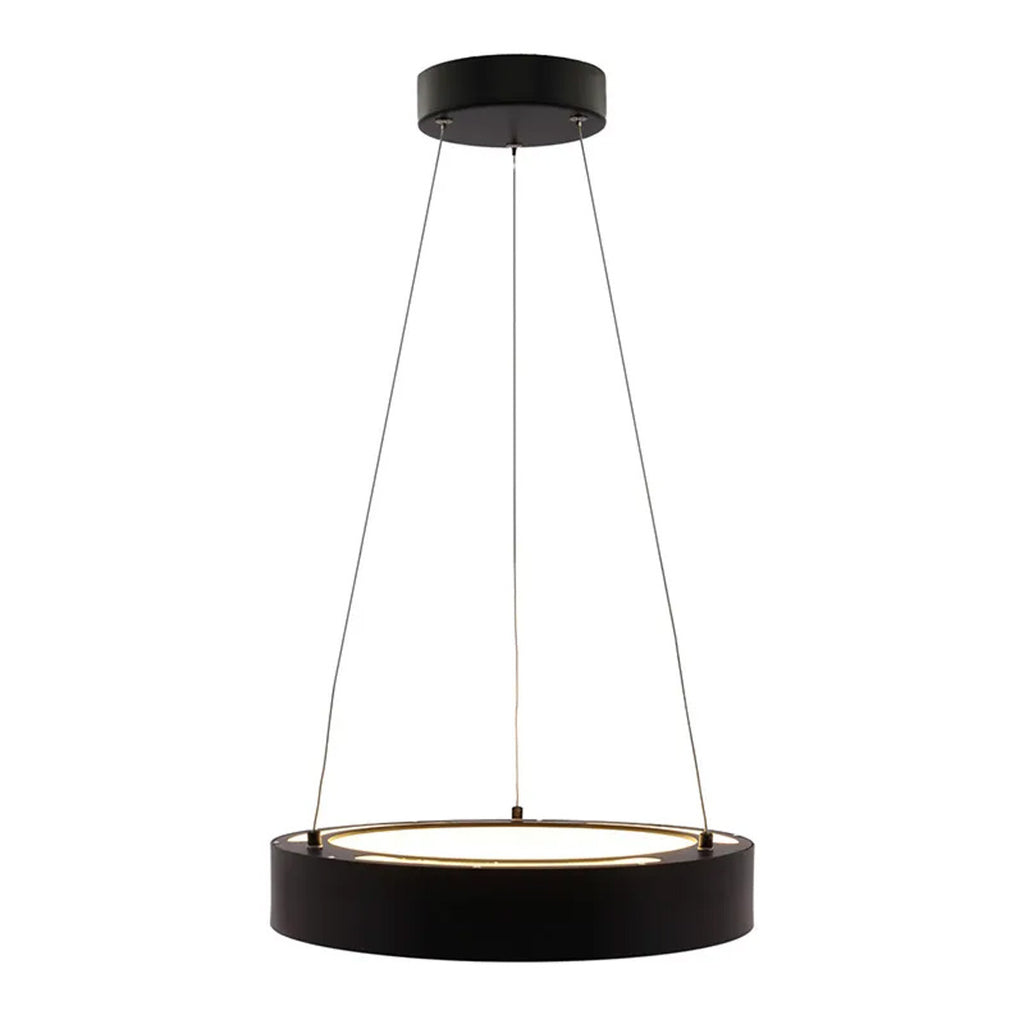LED Hollow Circle Pendant - 18 Inch - Up-Down Light - 30 Watt - Color Selectable 27K/30K/35K/40K/50K - 120-277V - Black Finish