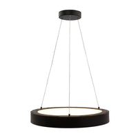 LED Hollow Circle Pendant - 24 Inch - Up-Down Light - 40 Watt - Color Selectable 27K/30K/35K/40K/50K - 120-277V - Black Finish