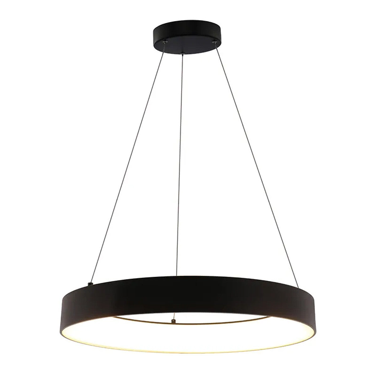LED Hollow Circle Pendant - 24 Inch - Up-Down Light - 40 Watt - Color Selectable 27K/30K/35K/40K/50K - 120-277V - Black Finish