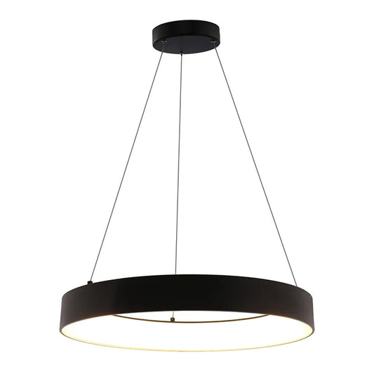 LED Hollow Circle Pendant - 24 Inch - Up-Down Light - 40 Watt - Color Selectable 27K/30K/35K/40K/50K - 120-277V - Black Finish