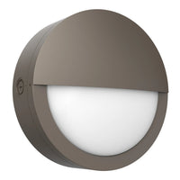 LED Round Bulk Head Light With Eyelid Trim - Wall or Ceiling Mount – Wet Location - Watt Selectable 60W/48W/36W - Color Selectable 30K/40K/50K - 120/277V - Bronze Finish - Integrated Photocell Included