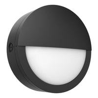 LED Round Bulk Head Light With Eyelid Trim - Wall or Ceiling Mount – Wet Location - Watt Selectable 60W/48W/36W - Color Selectable 30K/40K/50K - 120/277V - Black Finish - Integrated Photocell Included