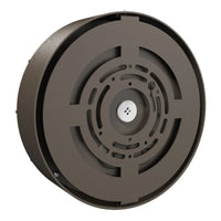 LED Round Bulk Head Light With Grid Cage - Glass Lens - Wall or Ceiling Mount – Wet Location - Watt Selectable 15W/12W/9W - Color Selectable 30K/40K/50K - 120/277V - Bronze Finish - Integrated Photocell Included