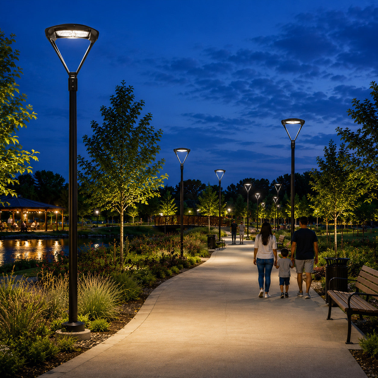 LED Modern Pole Light - 150 Watt - 19500 Lumens - 5000K Daylight - 120-277V - Bronze - Fits Up to 2.5 Inch Pole Top