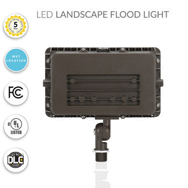 45 Watt LED Landscape Flood Light - Knuckle Mount - 6000 Lumens - 5000K Daylight - 120-277V - Bronze Finish