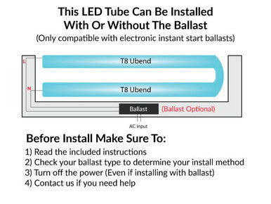 LED T8 Ubend Bulbs - Slim Ubend Fluorescent Replacement Bulb - Easy Installation - Choose your Color Temperature