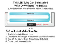 LED T8 Ubend Bulbs - Slim Ubend Fluorescent Replacement Bulb - Easy Installation - Choose your Color Temperature