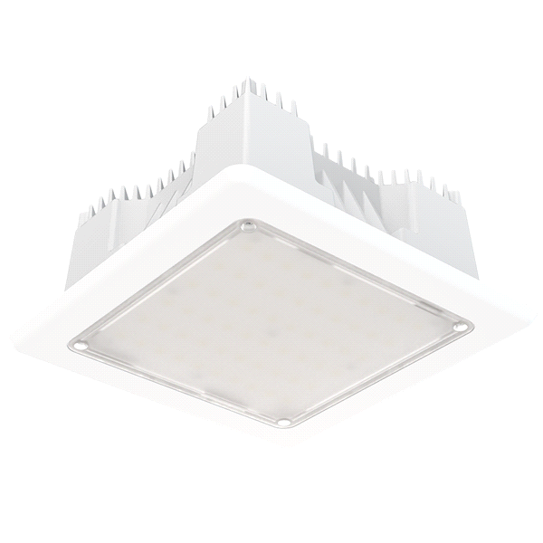 Recessed Canopy,LED,ALO2,5000K ,90CRI,Symmetric Frost Lens,120-277V,11.5IN Square Bezel,White, super durable