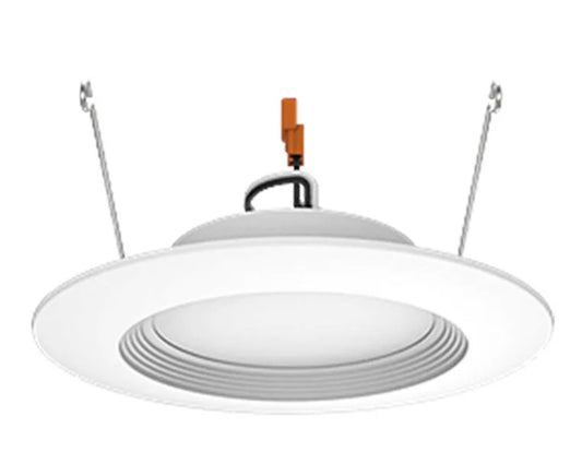 6 Inch LED Recessed Downlight With Baffle Trim- 10 Watt - 1000 Lumens - Color Selectable 27K/30K/40K/50K/65K - 120V - Recessed Can Required - Dimmable