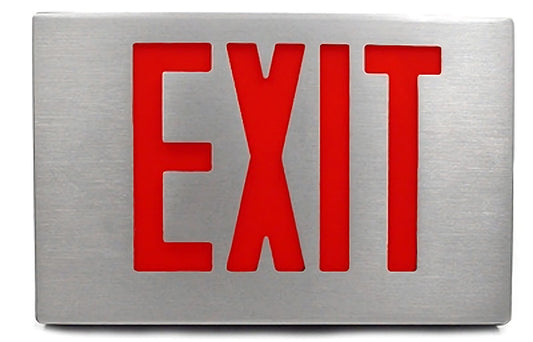LED Die-Cast Aluminum Exit Sign with Red Lettering - With Battery Back-Up