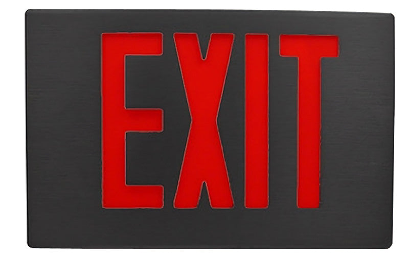 LED Die-cast Aluminum Exit Sign- Black Housing with Red Lettering - With Battery Back-Up