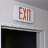 White Plastic Led Exit Sign With Red Lettering With Battery Back Up