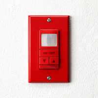 Aesthetic Wall Switch Occupancy Sensor, Passive Dual Technology, Low Voltage, Raise/Lower Dimming, Red