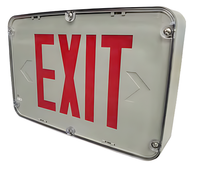 Hazardous Location LED Exit Sign & Emergency Light - Single Face - Gray Housing Color with Red Lettering - 120-277V - with 90 Minute Battery Back-Up