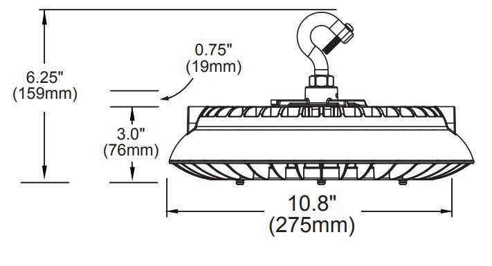 UFO LED High Bay Light - 150/120/90/60 Watt Selectable - 24000 Max Lumens - 110-277V - 5000K Daylight - 0-10V Dimmable - Black Finish