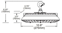 UFO LED High Bay Light - 150/120/90/60 Watt Selectable - 24000 Max Lumens - 110-277V - 5000K Daylight - 0-10V Dimmable - Black Finish