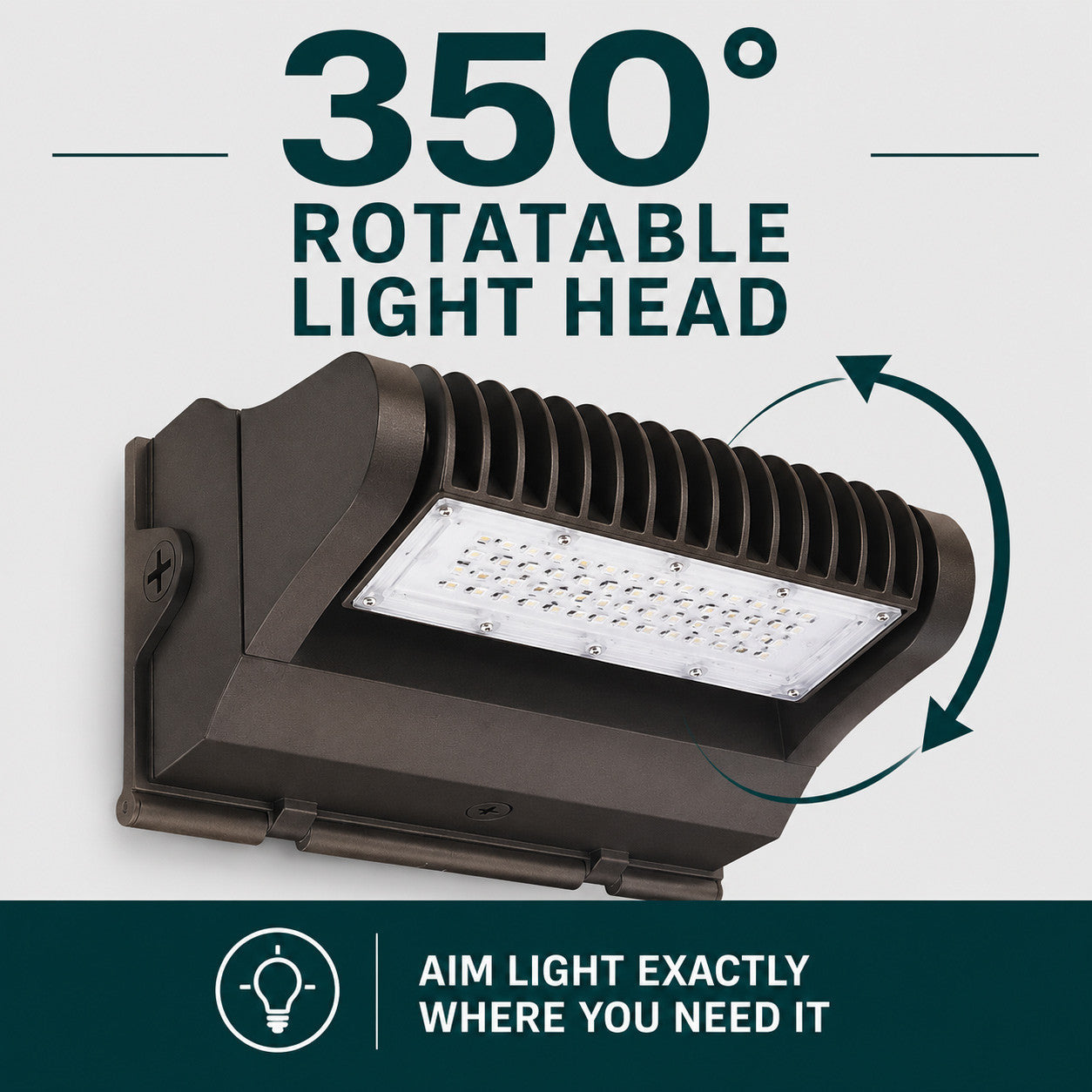 25 Watt LED Rotatable Wallpack - 3375 Lumens - 3000K Soft White - 120-277V - Bronze Finish