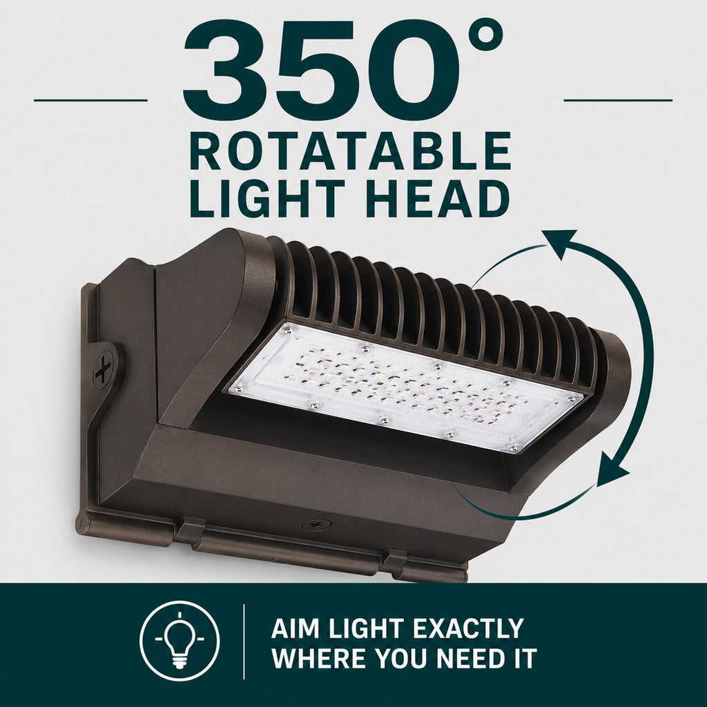 25 Watt LED Rotatable Wallpack - 3375 Lumens - 3000K Soft White - 120-277V - Bronze Finish