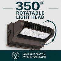 25 Watt LED Rotatable Wallpack - 3375 Lumens - 3000K Soft White - 120-277V - Bronze Finish