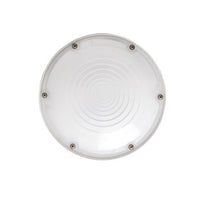 60 Watt LED Round Garage Canopy Light - Ceiling or Conduit Mount - 7100 Lumens - 5000K Daylight - 120-277V - White Finish
