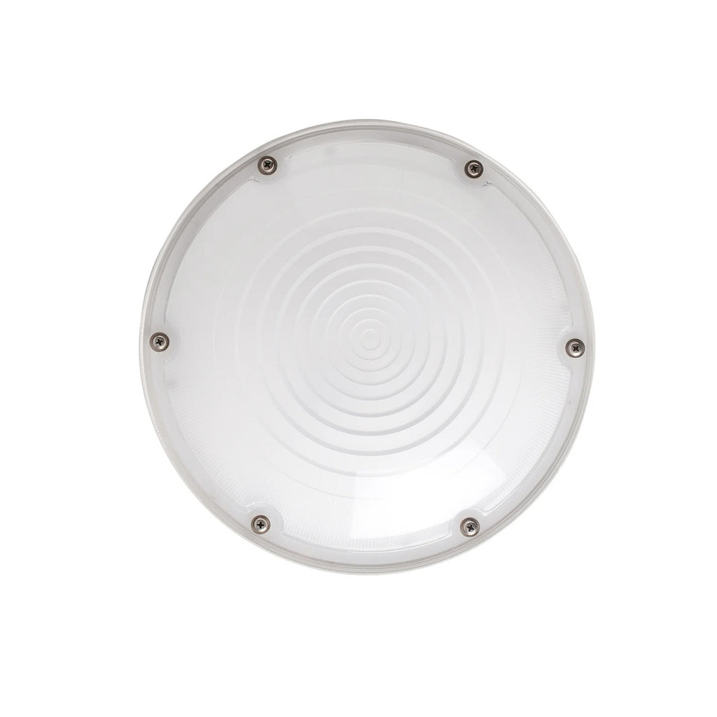 45 Watt LED Round Garage Canopy Light - Ceiling or Conduit Mount - 5000 Lumens - 5000K Daylight - 120-277V - White Finish