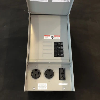 Temporary GFCI Outlet Panel, 125 A,120/240V AC, 1 Phase, NEMA 3R, 4 Outlets, Surface Mount, Gray - TL137US