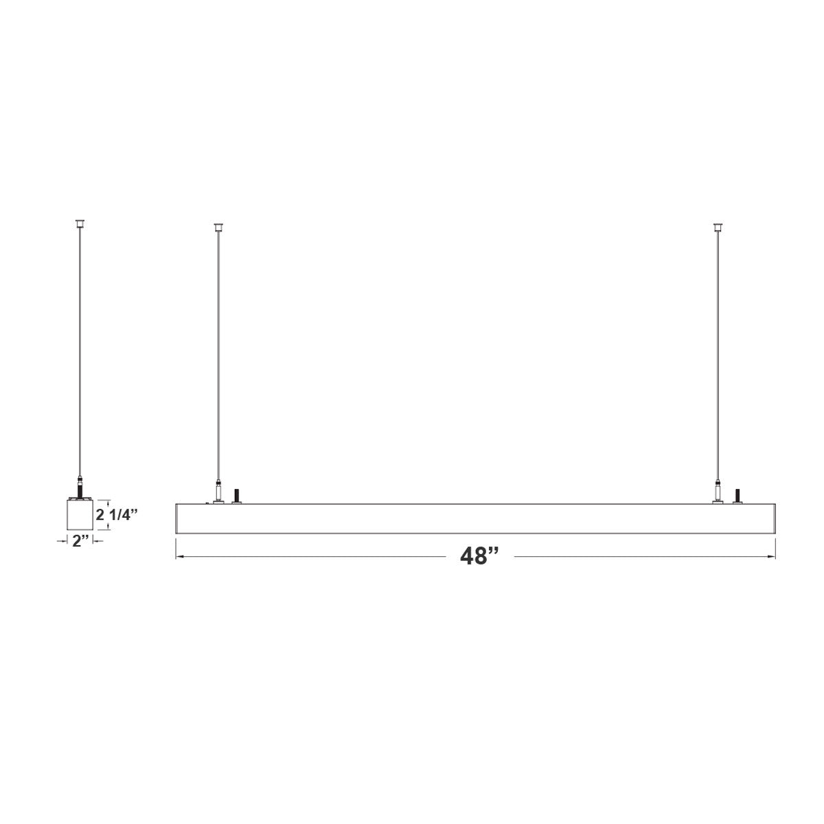 LED Squared Pendant Office  Light - Multiwatt 30W/35W/40W - 4400 Max Lumens - Color Selectable 35K/40K/50K - Downlight Only - 120-277V - With Suspension Hanging Kit - Black Finish