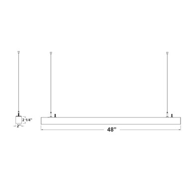 LED Squared Pendant Office  Light - Multiwatt 30W/35W/40W - 4400 Max Lumens - Color Selectable 35K/40K/50K - Downlight Only - 120-277V - With Suspension Hanging Kit - Black Finish