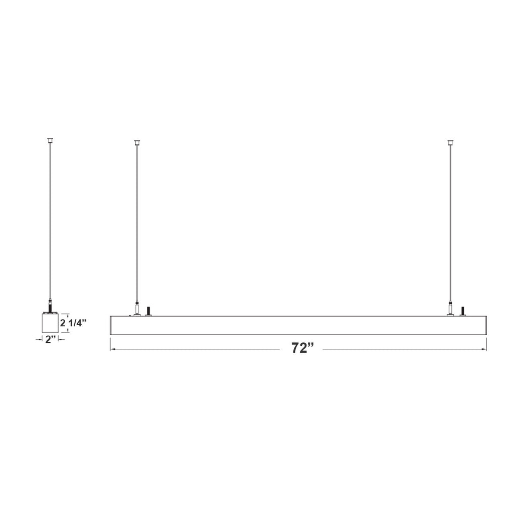 LED Squared Pendant Office  Light - Multiwatt 40W/45W/50W - 5500 Max Lumens - Color Selectable 35K/40K/50K - Up/Downlight - 120-255V - With Suspension Hanging Kit - Silver Finish