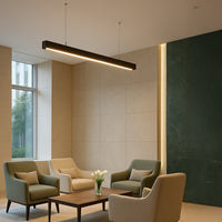 LED Squared Pendant Office  Light - Multiwatt 30W/35W/40W - 4400 Max Lumens - Color Selectable 35K/40K/50K - Up/Downlight - 120-277V - With Suspension Hanging Kit - Black Finish