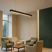 LED Squared Pendant Office  Light - Multiwatt 40W/45W/50W - 5500 Max Lumens - Color Selectable 35K/40K/50K - Up/Downlight - 120-255V - With Suspension Hanging Kit - Black Finish