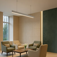 LED Squared Pendant Office  Light - Multiwatt 40W/45W/50W - 5500 Max Lumens - Color Selectable 35K/40K/50K - Up/Downlight - 120-255V - With Suspension Hanging Kit - Silver Finish
