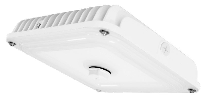 LED Square Garage Canopy Light - Watt Selectable 60W/40W/25W - Up To 7400 Lumens - Ceiling or Conduit Mount - 4000K Neutral White - 120-277V - Bronze - With Z10 Receptacle